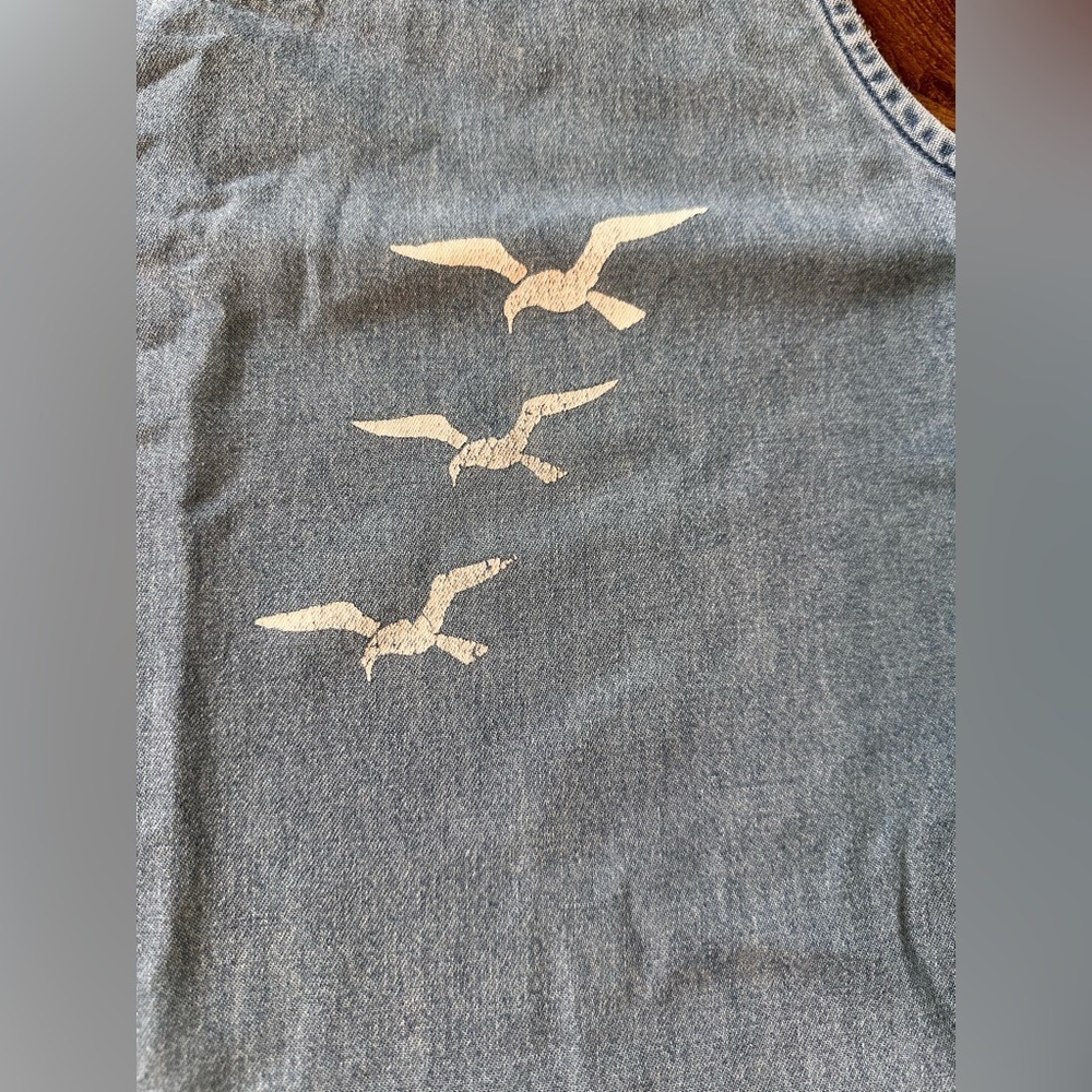 Vintage Light Blue Denim Color Tank Midi Seagull Tank Dress w/ Pockets. Medium - Picture 6 of 8
